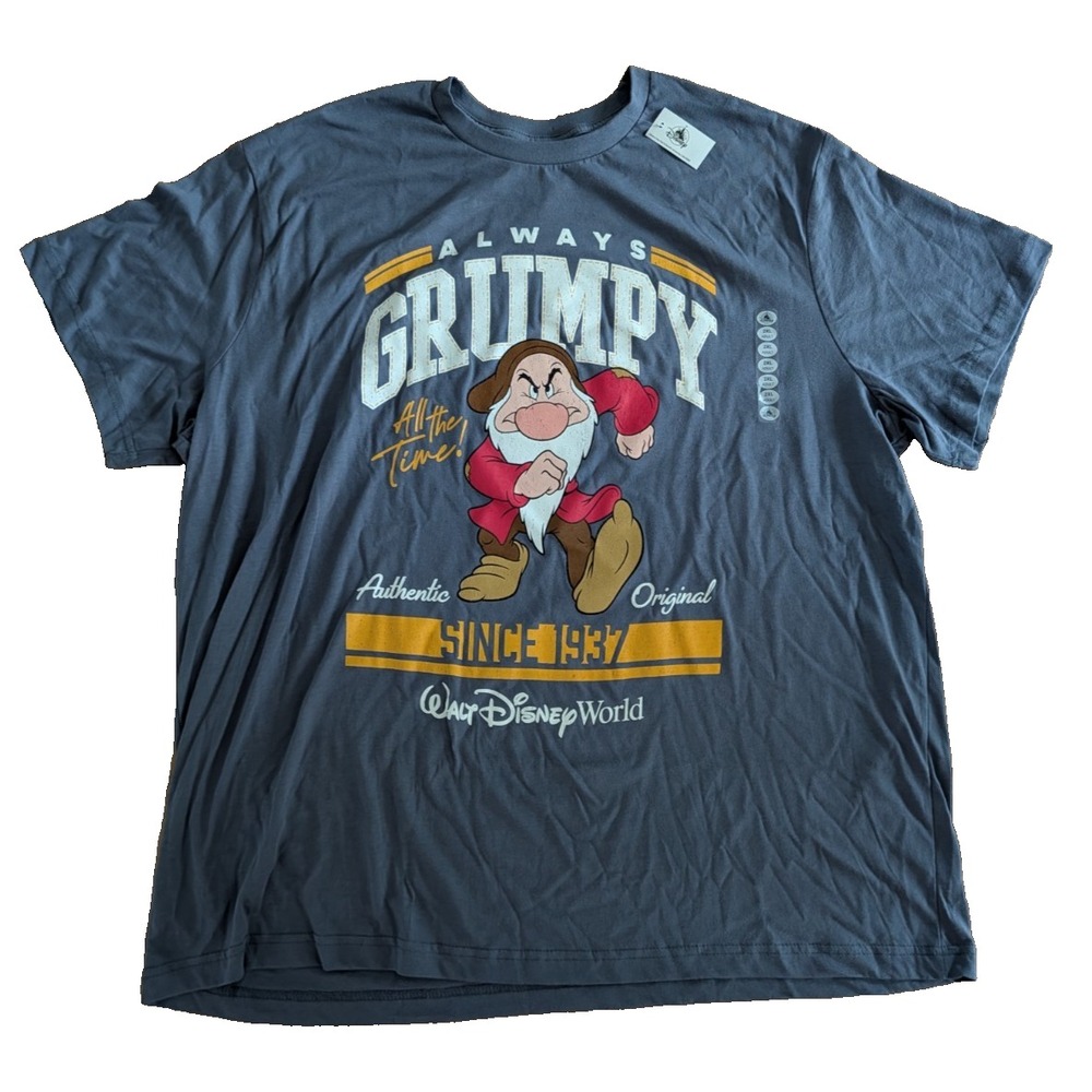Disney Parks Grumpy T Shirt Mens 2XL NWT Walt Disney World Seven Dwarfs Gray